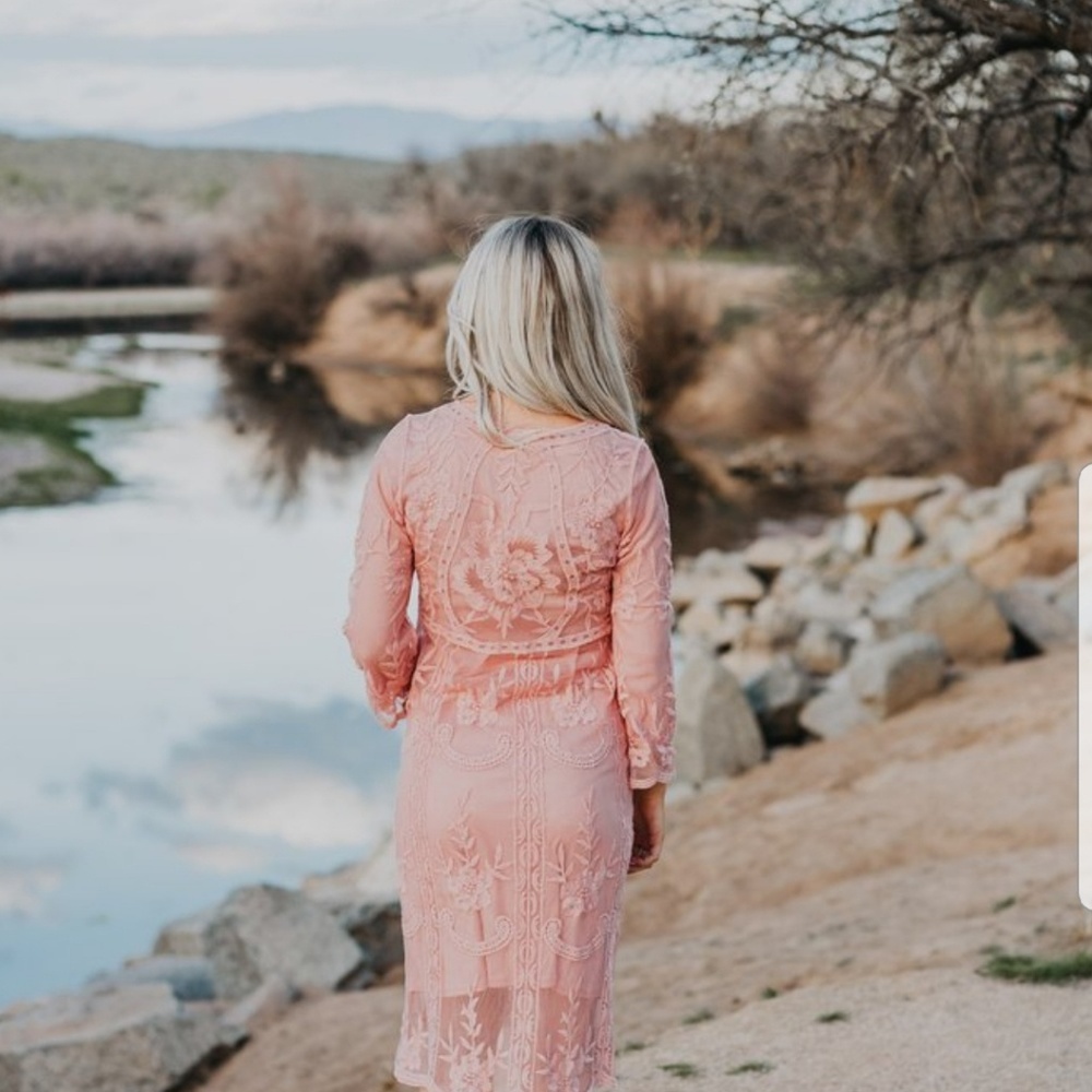 Wren and Ivory beautiful pink lace dress - Picture 2 of 2